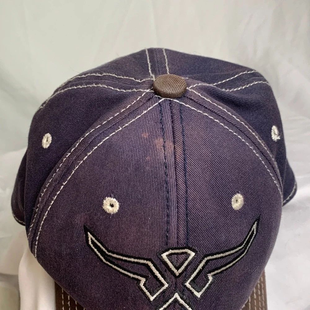 Wrangler 20X Hat Boys Youth Blue Brown Fitted Cotton Spandex Baseball Cap Flaw
